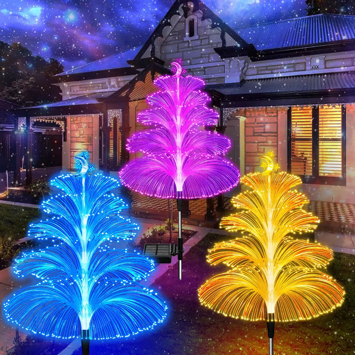 3 colorful solar powered Christmas tree lawn lights for festive outdoor garden decor