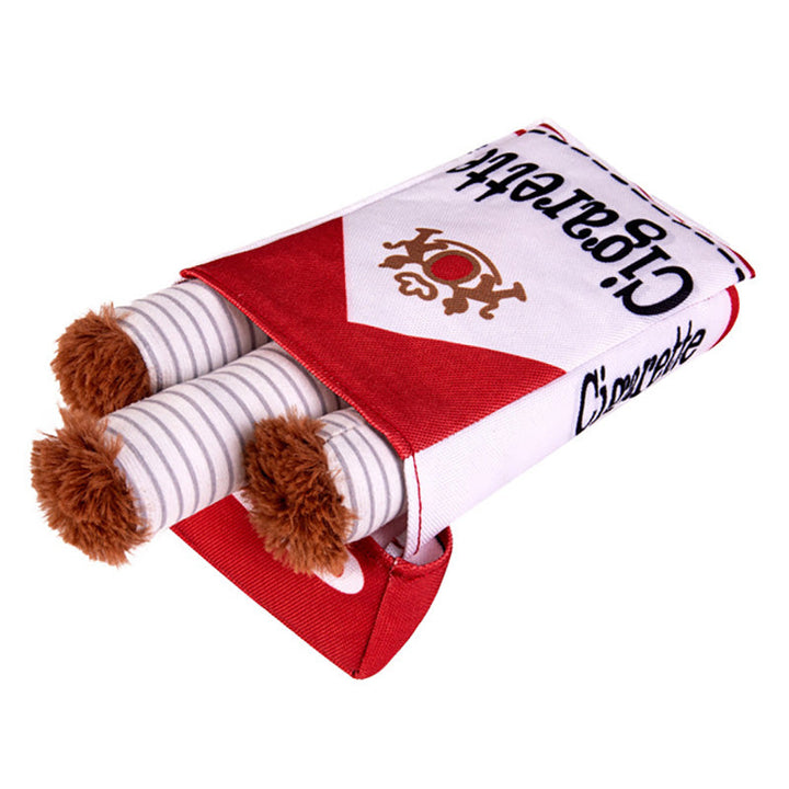 Pack of 3 funny cigarette plush dog chew toys, no stuffing for safe, interactive play