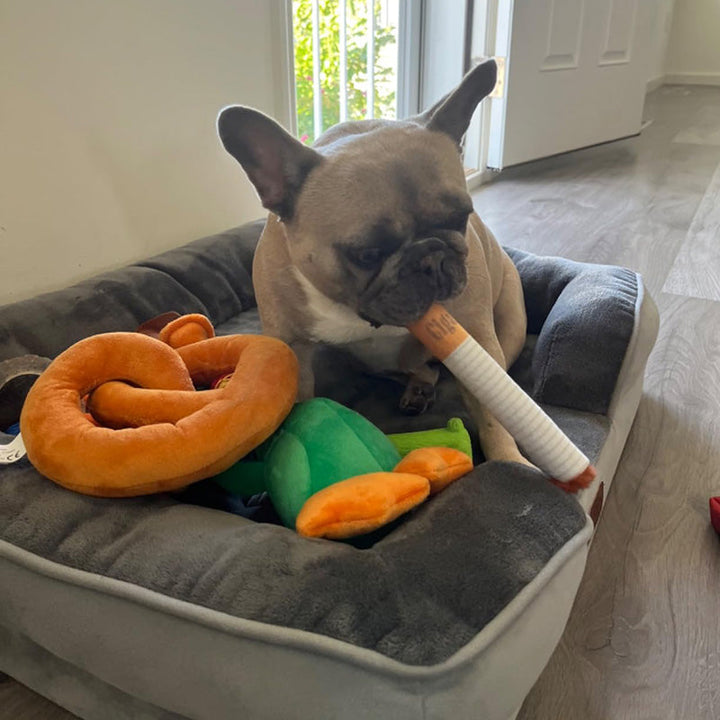 Interactive chew toy 3-pack for dogs, no-stuffing plush cigarette design, great for active pups