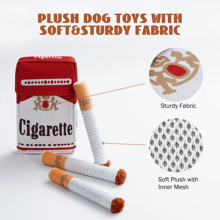 Giggle toy for dogs, 3-pack of no-stuffing cigarette plush chew toys for endless pet enjoyment
