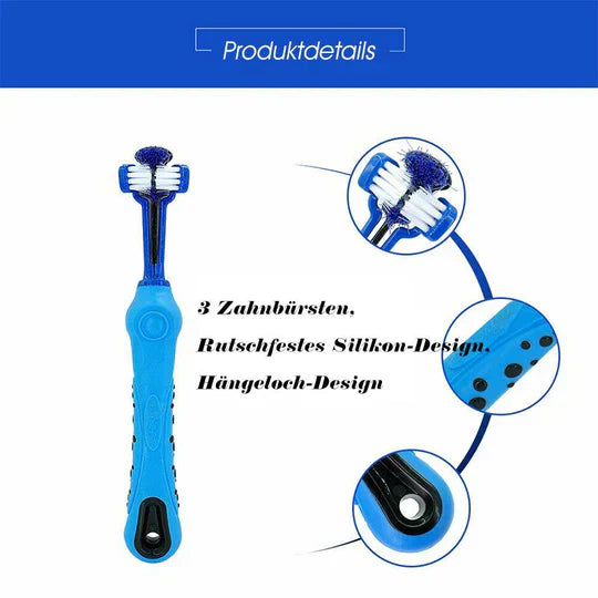 Three-sided pet toothbrush bristles, offering an efficient solution for dog dental plaque.