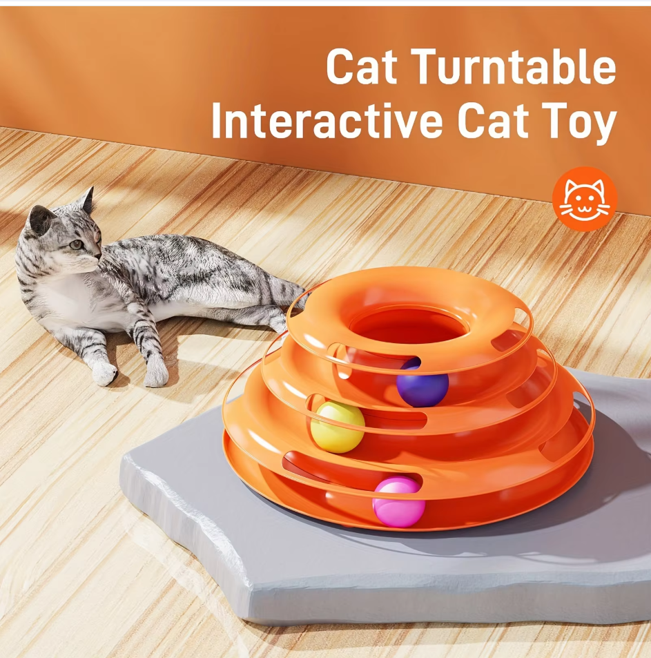 Multi-level pet toy, a 3-Tier Cat Play Tower, perfect for cat enrichment and play