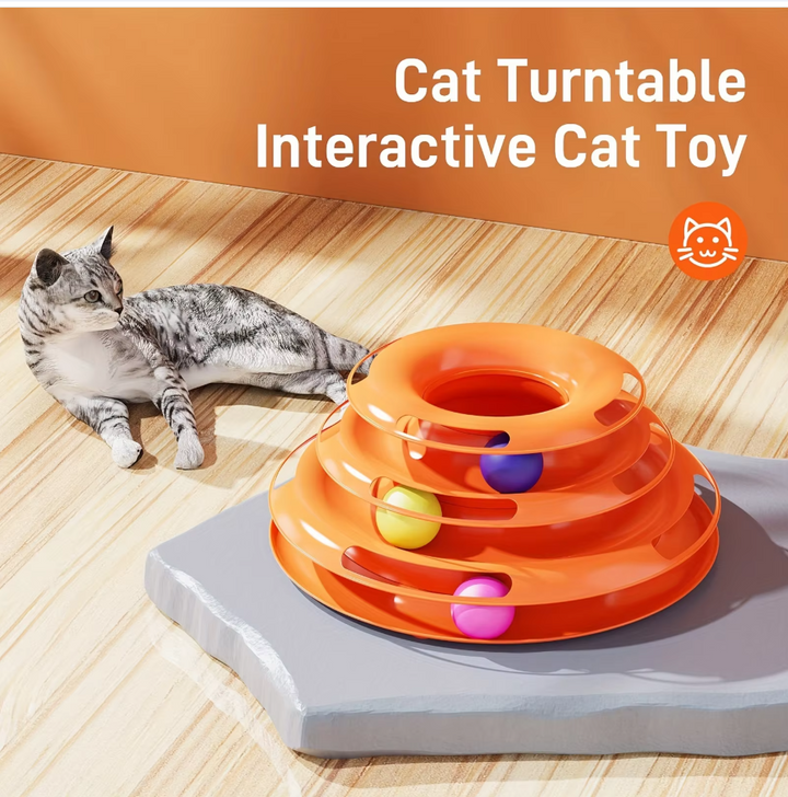 Multi-level pet toy, a 3-Tier Cat Play Tower, perfect for cat enrichment and play