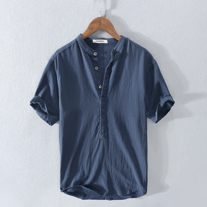Men's versatile short sleeve Henley top with a relaxed fit, a must-have for summer fashion and casual style.