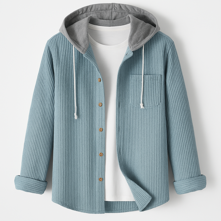 Stylish unisex Brooklyn textured jacket, a versatile hooded layering piece perfect for fall & spring fashion.