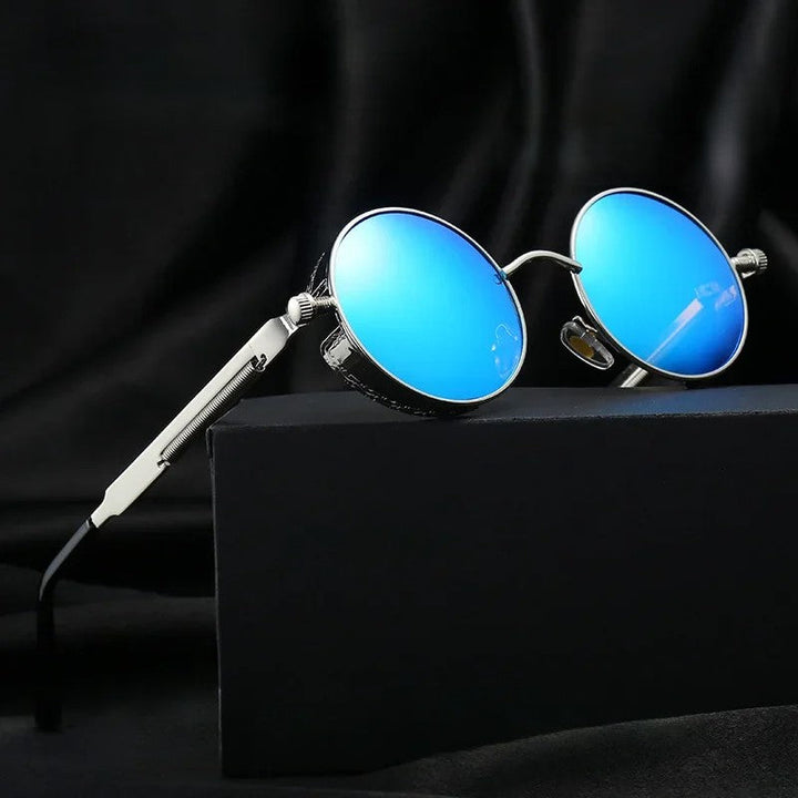 Durable aluminum alloy round sunglasses. Classic unisex design for ultimate UV protection. Lightweight eyewear.