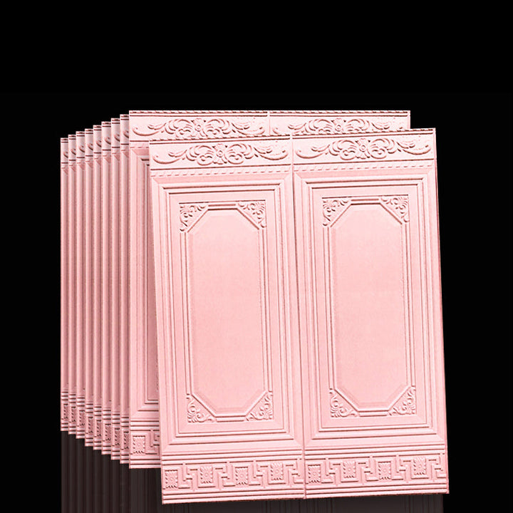 Easy-to-clean water-resistant 3D wall panels, self-adhesive for practical use.