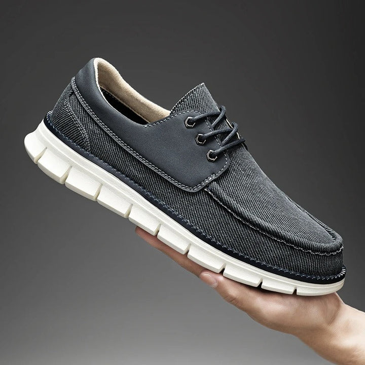 Modern men's casual slip-on loafers. Lightweight, comfortable everyday shoes for versatile spring/summer fashion.