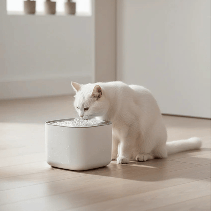 Quiet 3L automatic pet water dispenser with motion sensor, ideal for cats and small dogs, promoting continuous fresh water.