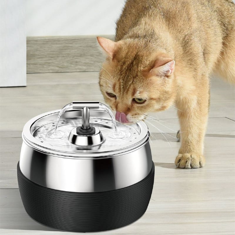 3L stainless steel pet water fountain for cats and dogs, quiet operation