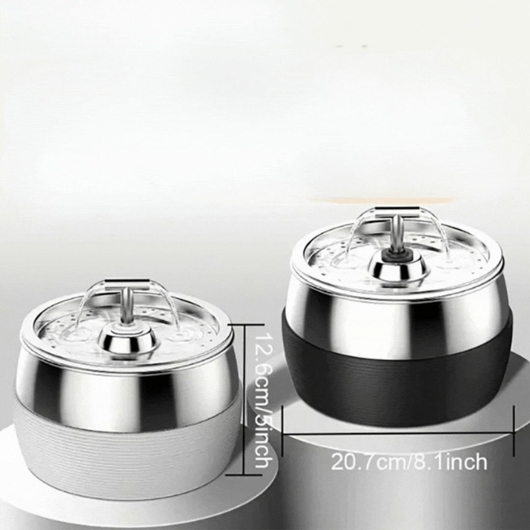 Quiet 3L stainless steel cat water fountain with circulating fresh water