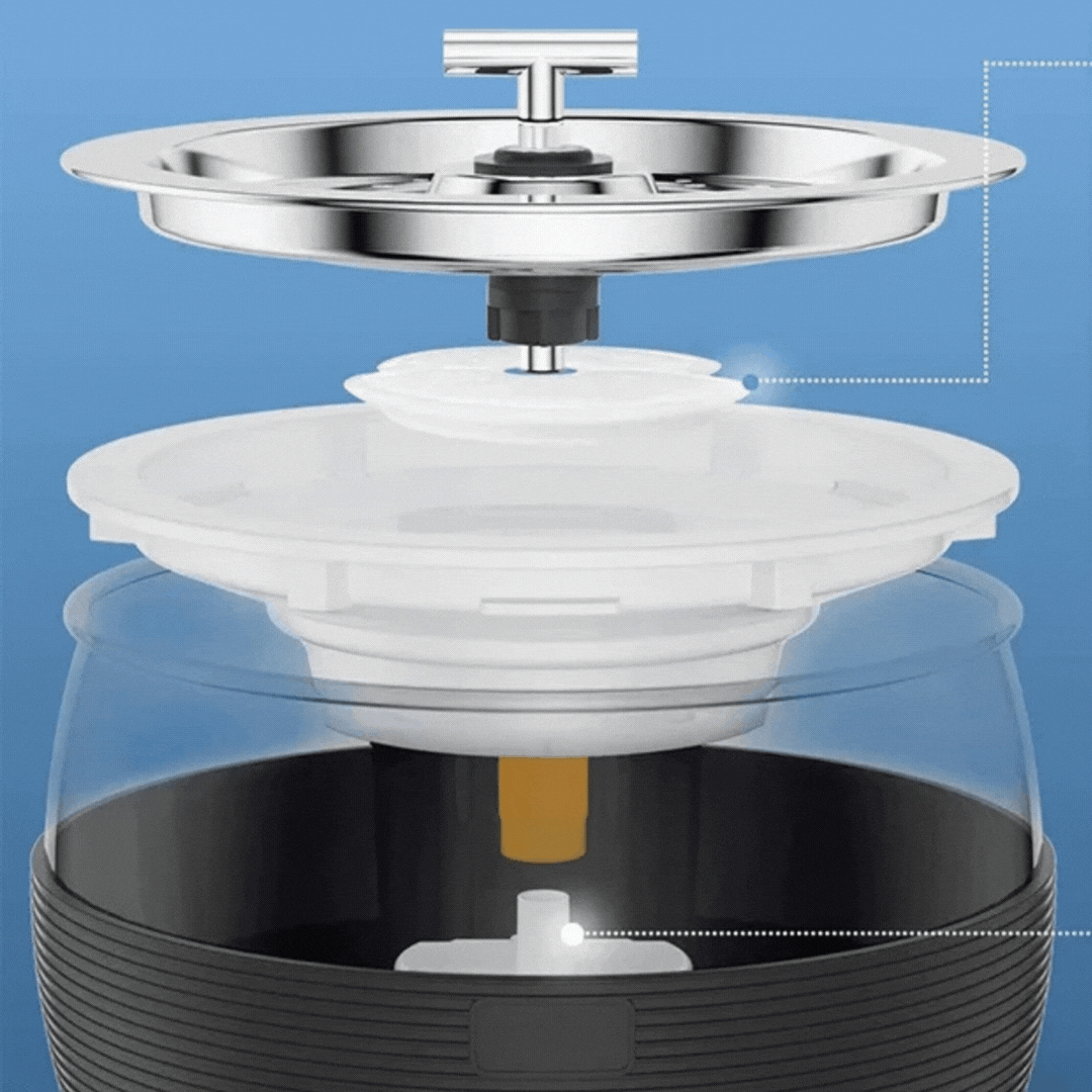 Clean water from a 3L stainless steel quiet pet drinking fountain for cats and dogs