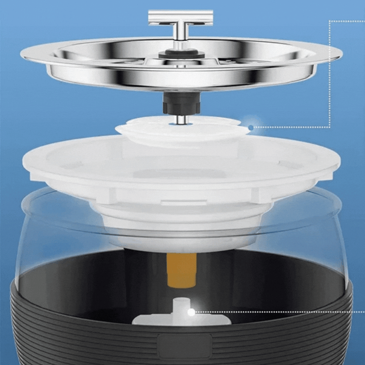 Clean water from a 3L stainless steel quiet pet drinking fountain for cats and dogs