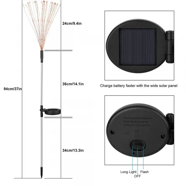 Landscape lighting with 4-pack solar firework lights, providing energy-efficient garden illumination