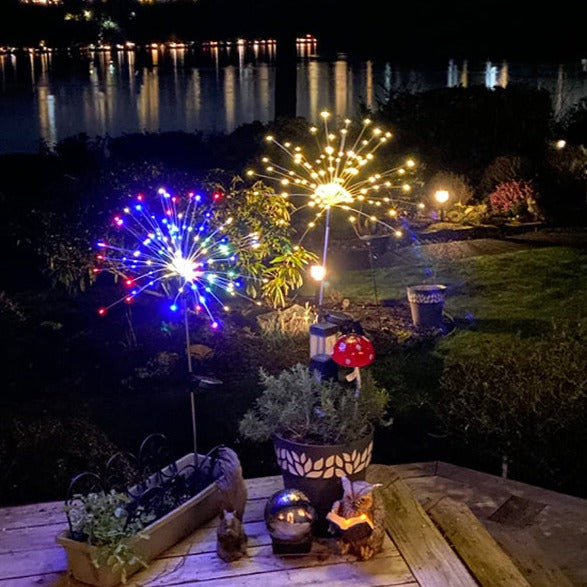 Waterproof solar firework lights, a 4-pack for vibrant patio and landscape lighting