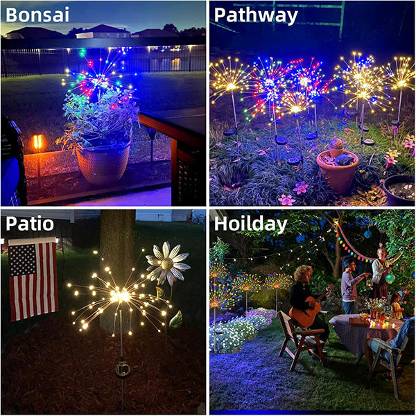 Decorative 4-pack solar firework lights, perfect for elegant lawn and landscape lighting