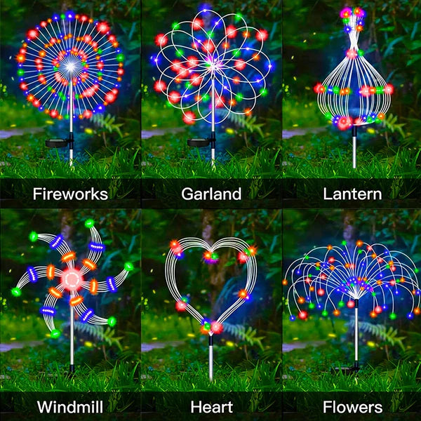 Waterproof solar firework garden lights, a 4-pack for diverse outdoor decor arrangements