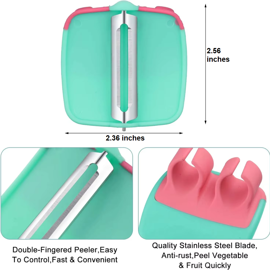 Comfortable palm grip peelers for vegetables & fruits. 4-piece ergonomic kitchen tool set for meal prep.