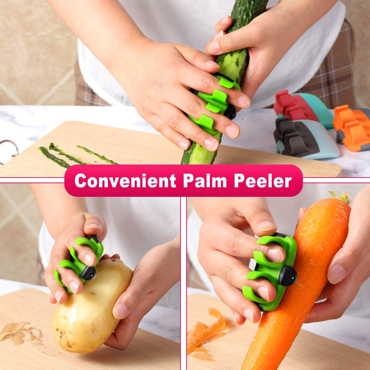 Ergonomic finger vegetable & fruit peeler 4-piece set. Effortless cooking gadget for kitchen accessories.