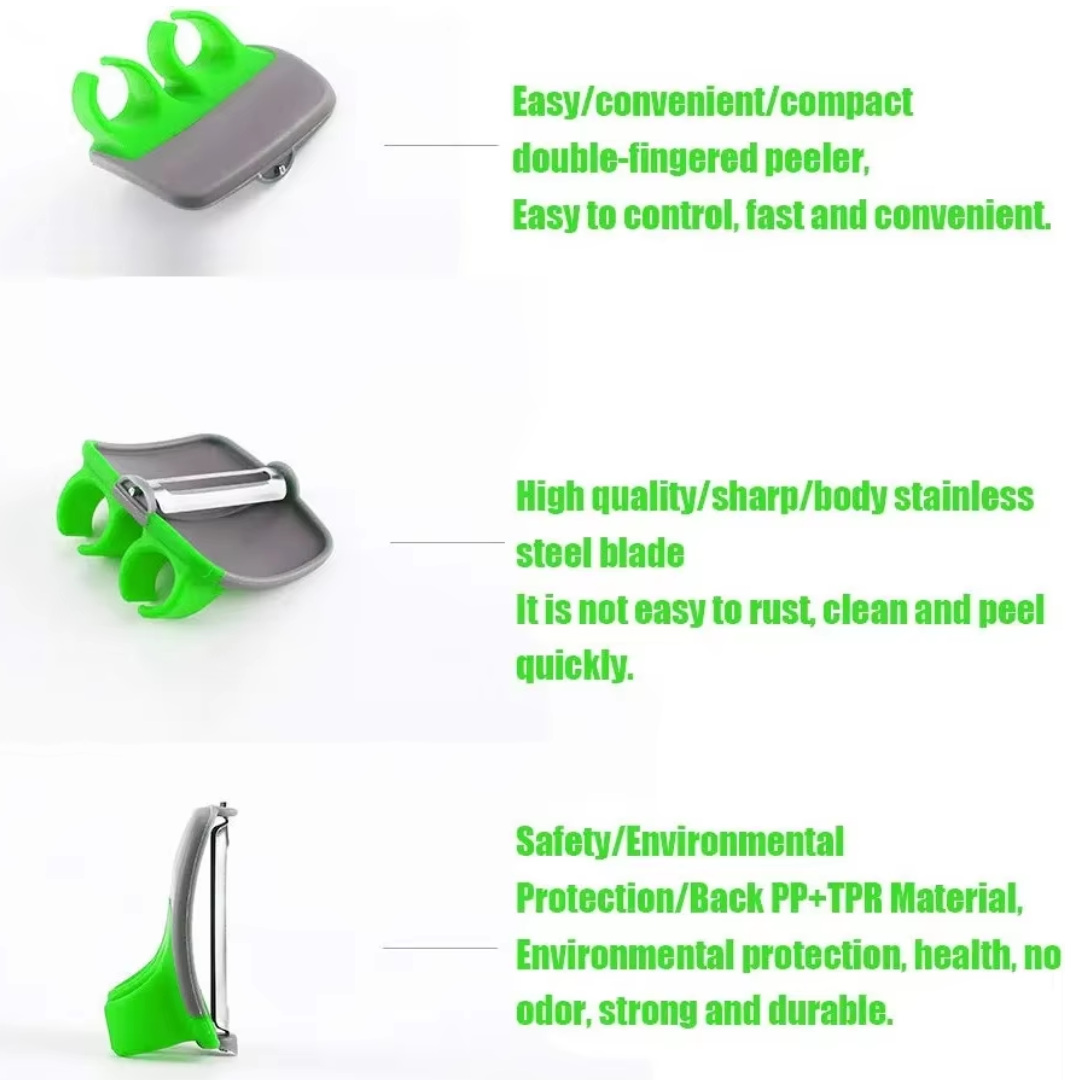 Upgrade your kitchen with this 4-piece ergonomic palm peeler set. Perfect for quick vegetable & fruit prep.