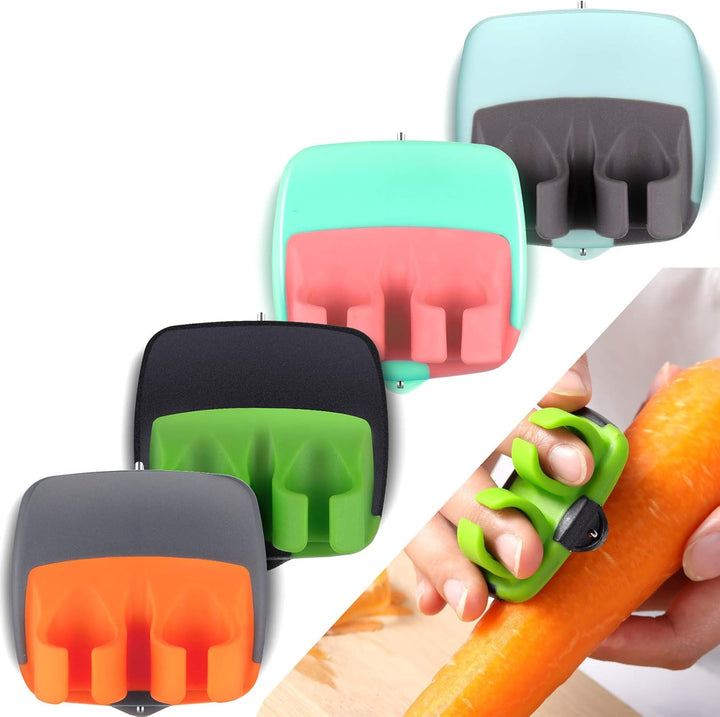 4-piece ergonomic finger vegetable peeler set for easy fruit and veggie prep. Essential kitchen tools.