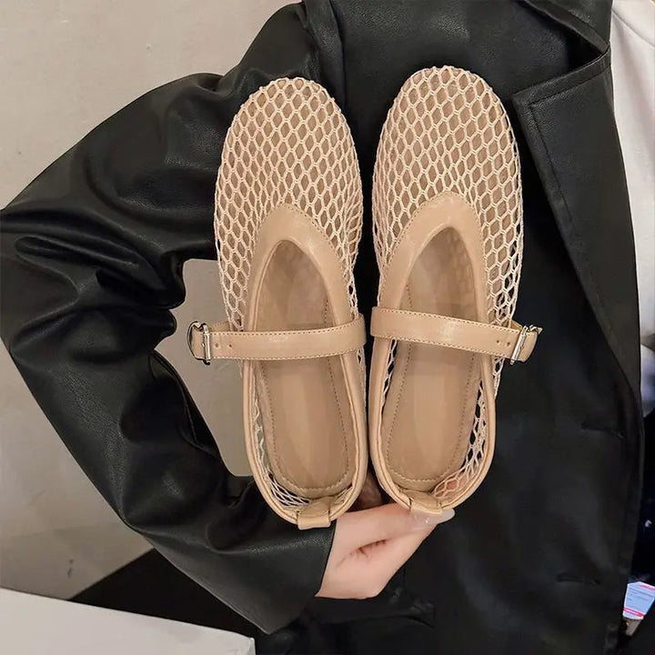 Versatile women's mesh Mary Jane flats, comfortable for office, travel & casual wear.