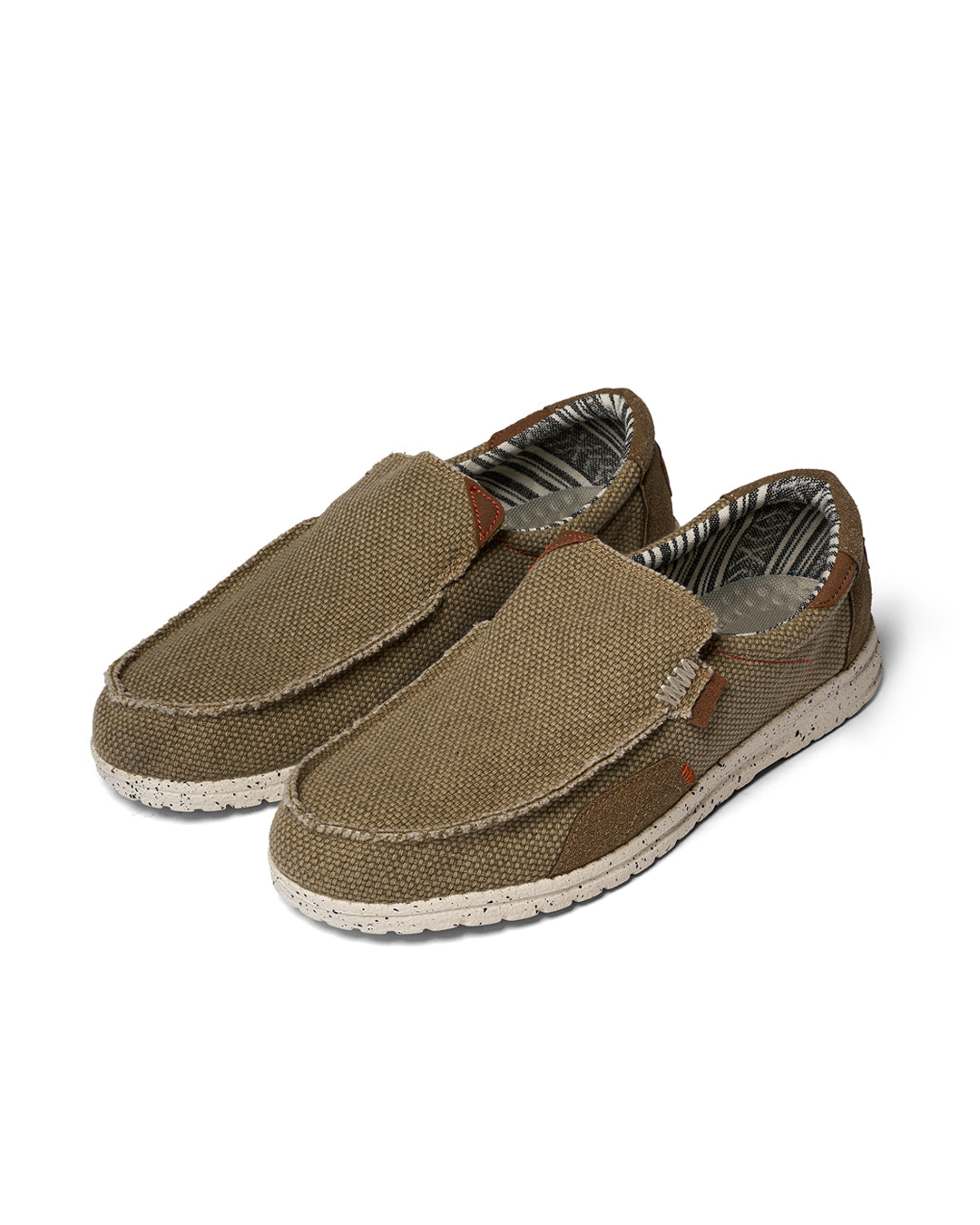 Men's Dockstone slip-on khaki canvas shoes, comfortable for everyday wear, with durable rubber sole.
