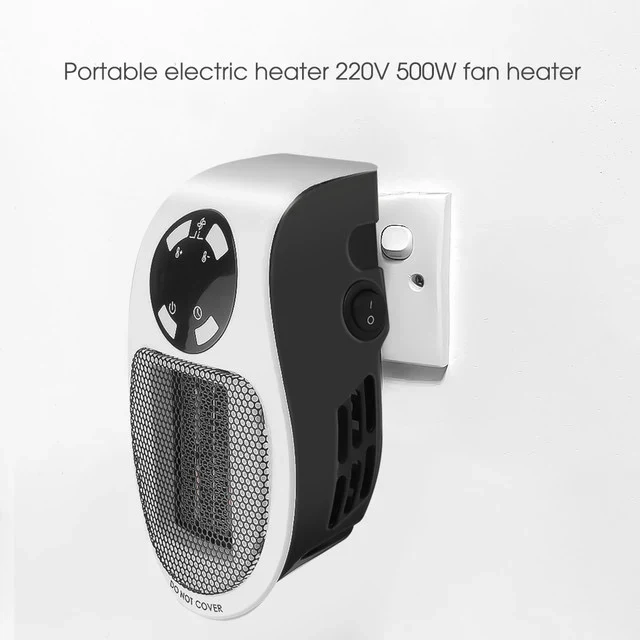 Small 500W portable electric heater for personal spaces. Offers quick winter warmth & quiet, energy-efficient comfort.