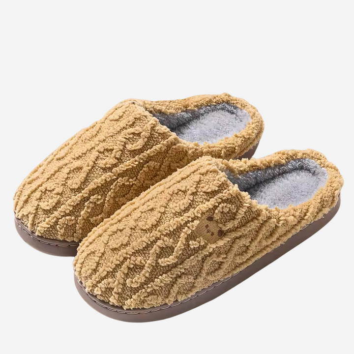 Luxuriously soft teddy bear women's slippers, cozy house shoes providing ultimate comfort and warmth.