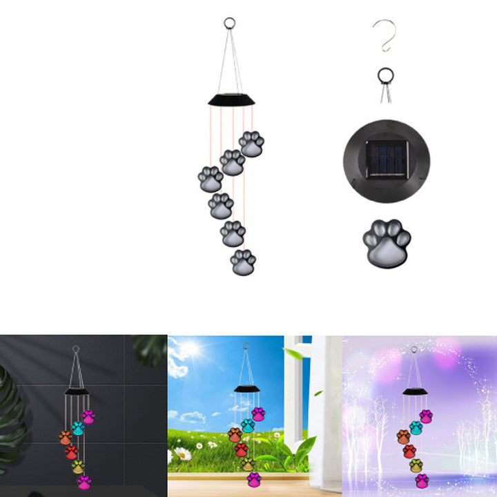 Paw Prints Solar Wind Chime Light