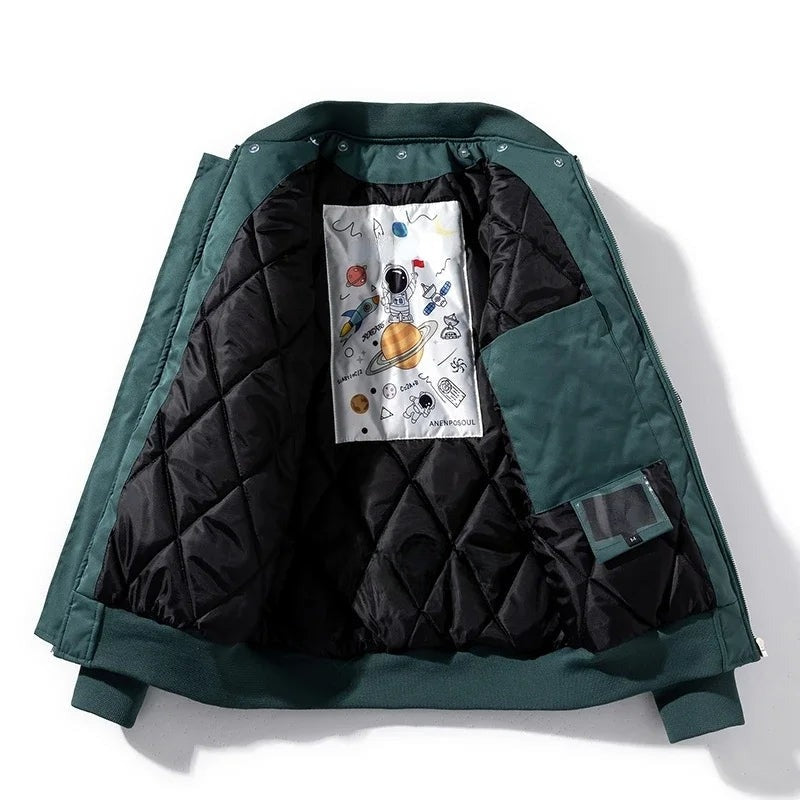Versatile men's Astro bomber jacket. A stylish casual outerwear, perfect for transitional weather layering.