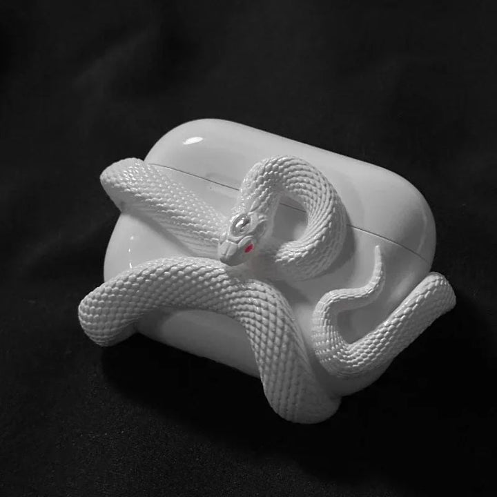 Unisex serpent-style earbud case. Durable, scratch-resistant protection for wireless accessories.