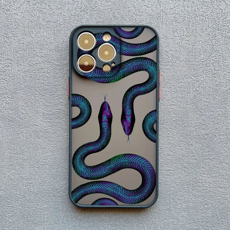 Women's luxury serpent iPhone case, a protective cover with a sleek, slim fit design.