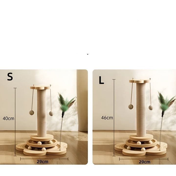 Multi-functional cat scratching post & interactive wooden toy, perfect for engaging playtime.