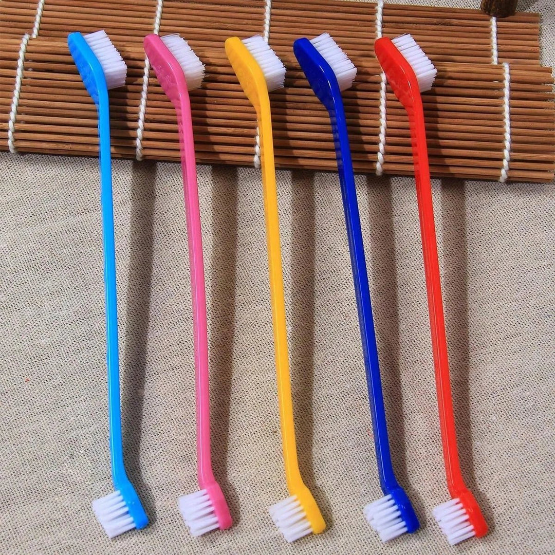 Pet grooming essential: 5-pack double-sided toothbrushes for comprehensive canine & feline oral care