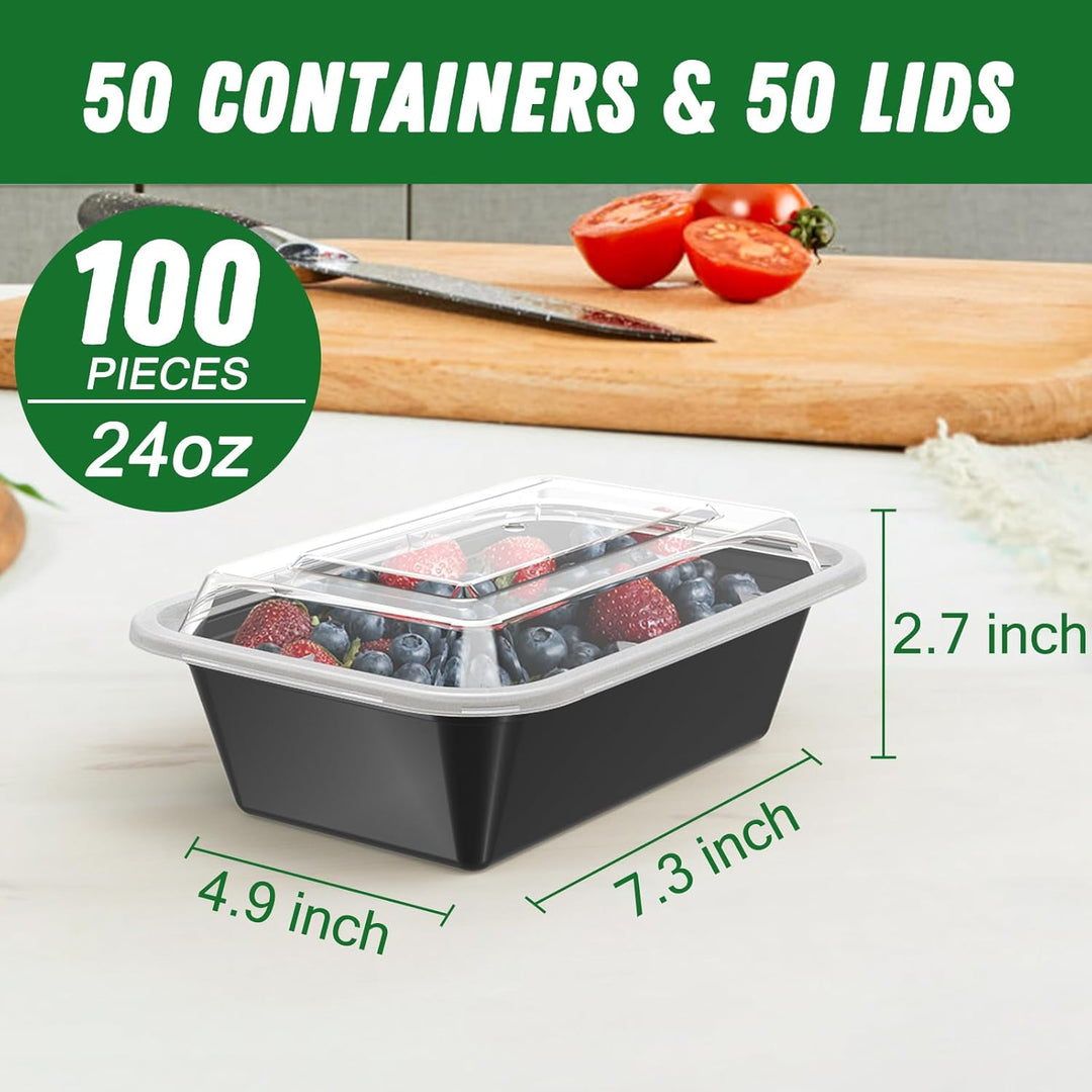 Empty 50-piece reusable food storage containers for meal prep, portion control, & kitchen organization.