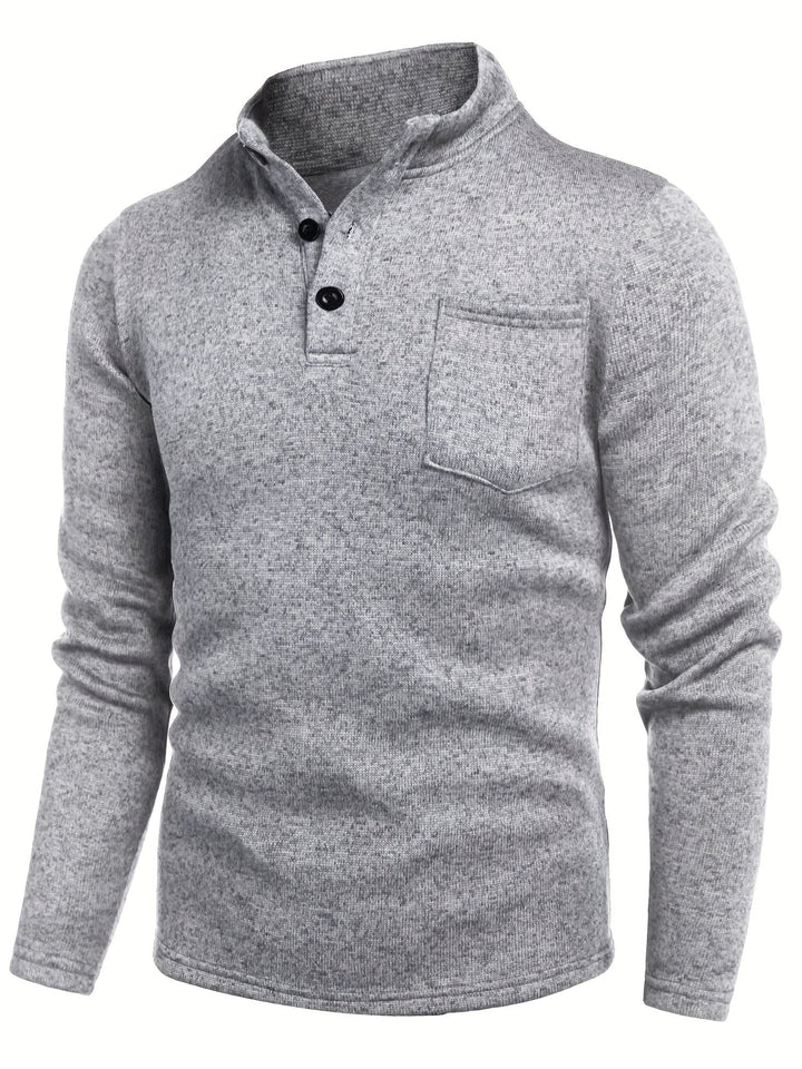 Stylish men's long sleeve top with pocket for transitional weather, ideal for comfortable everyday wear.