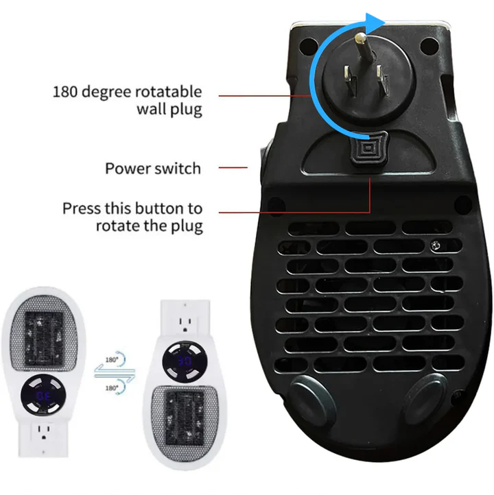 Portable 500W mini personal heater. Delivers quiet, energy-efficient winter warmth & home comfort for individual use.