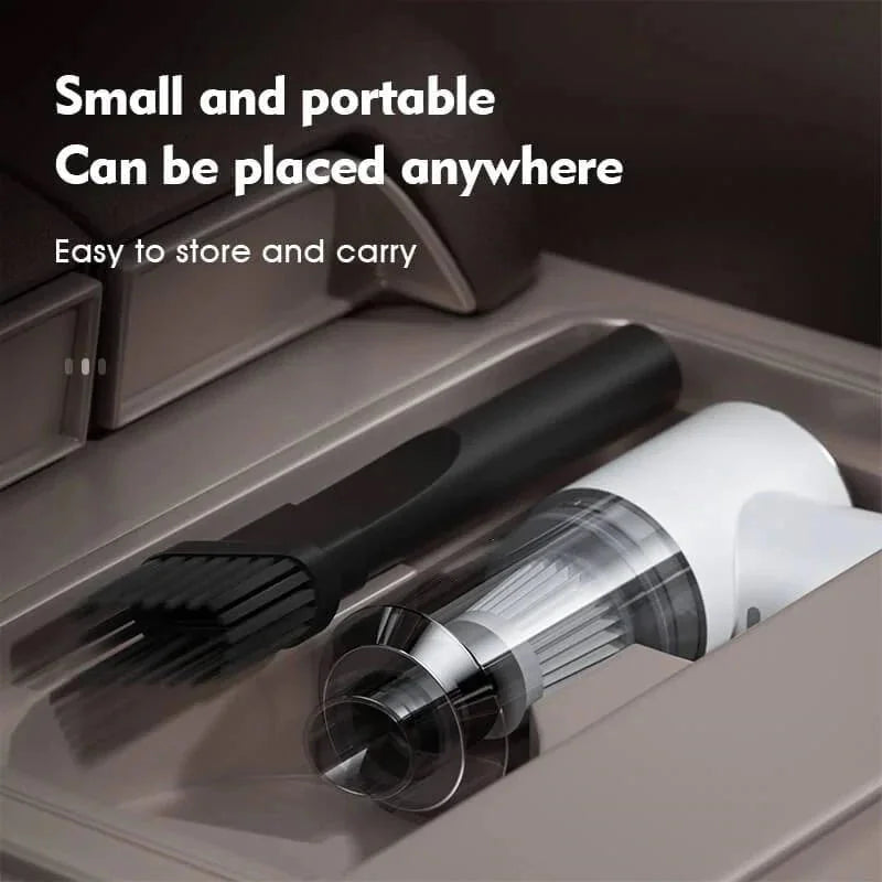 Wireless USB rechargeable car vacuum, handheld & powerful for wet/dry cleaning and auto detailing.