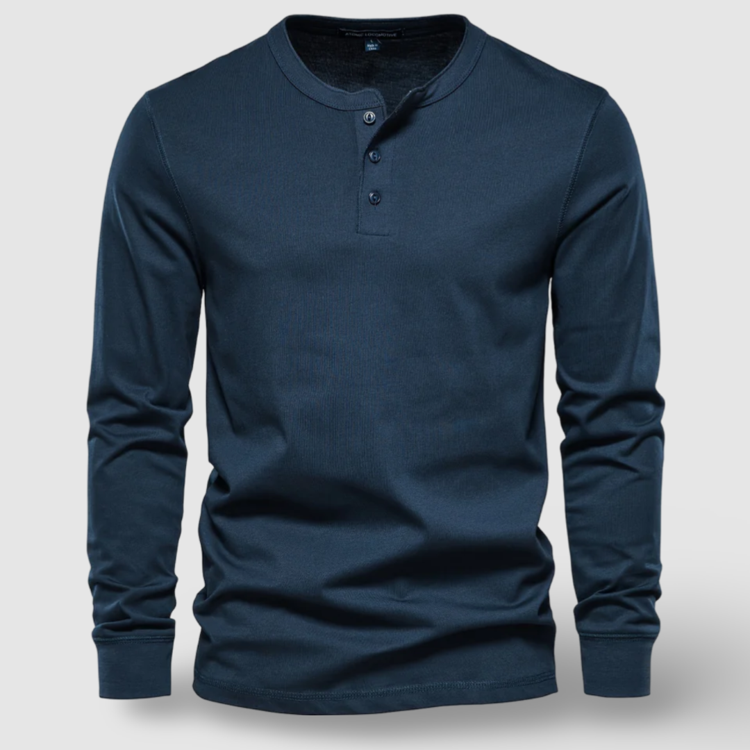 Classic men's long sleeve henley shirt for a comfortable and casual everyday style.