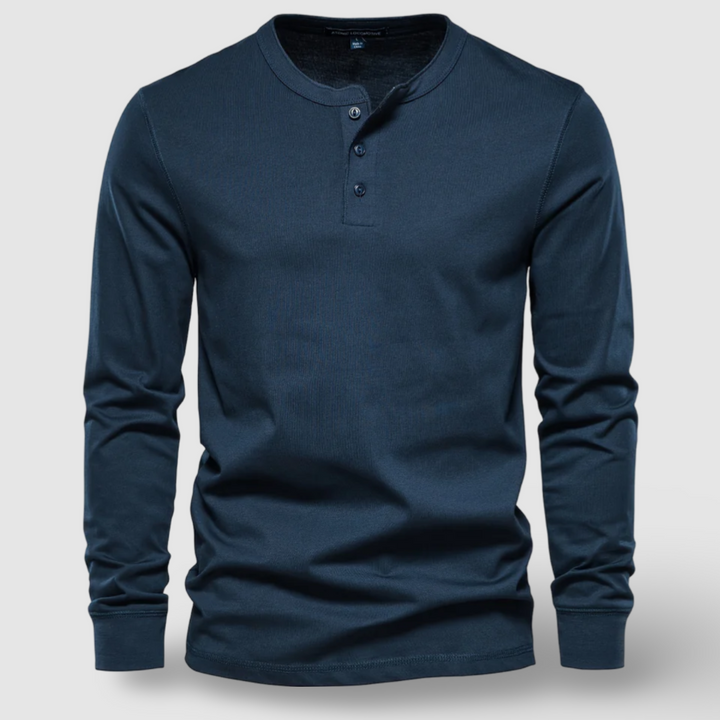 Classic men's long sleeve henley shirt for a comfortable and casual everyday style.