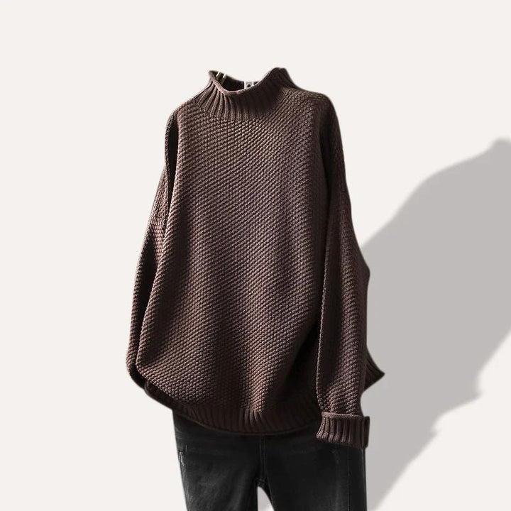 Plush women's crewneck sweater, a soft and cozy pullover for stylish fall fashion.