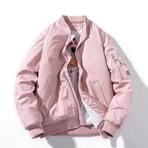 Sleek men's bomber jacket, a modern layering piece. Ideal casual outerwear for contemporary style.