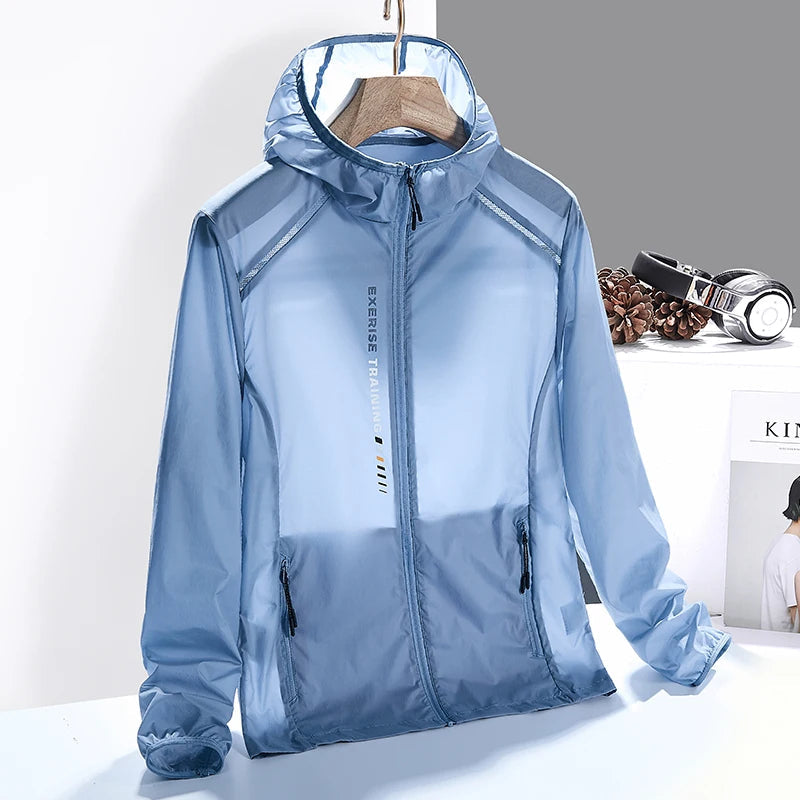 Men's lightweight hiking jacket, windproof & breathable, ideal for camping & trekking adventures.