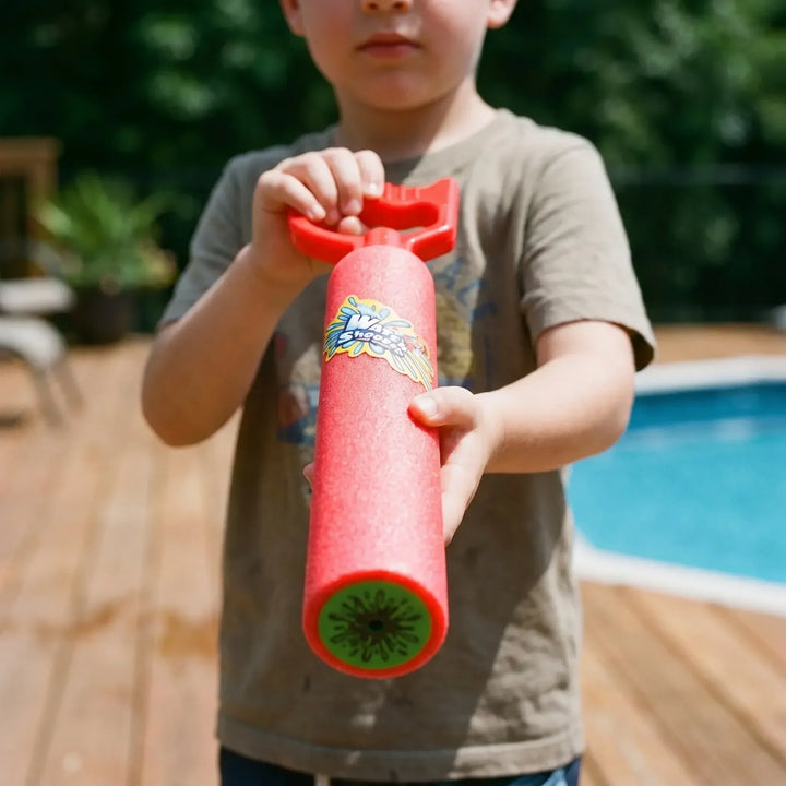 6-pack of colorful soft foam water blasters for kids, perfect for safe outdoor summer fun and pool play.