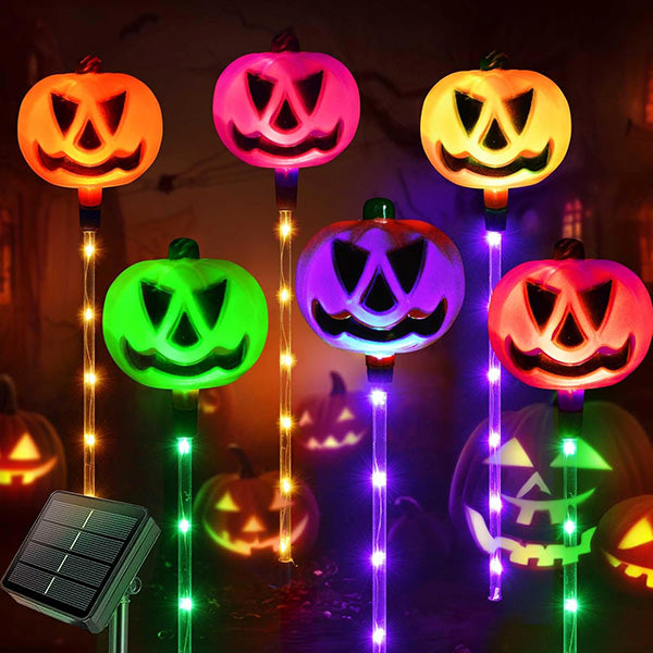 Detail of the solar panel on a Halloween ground light, powering LED spooky pumpkin decor