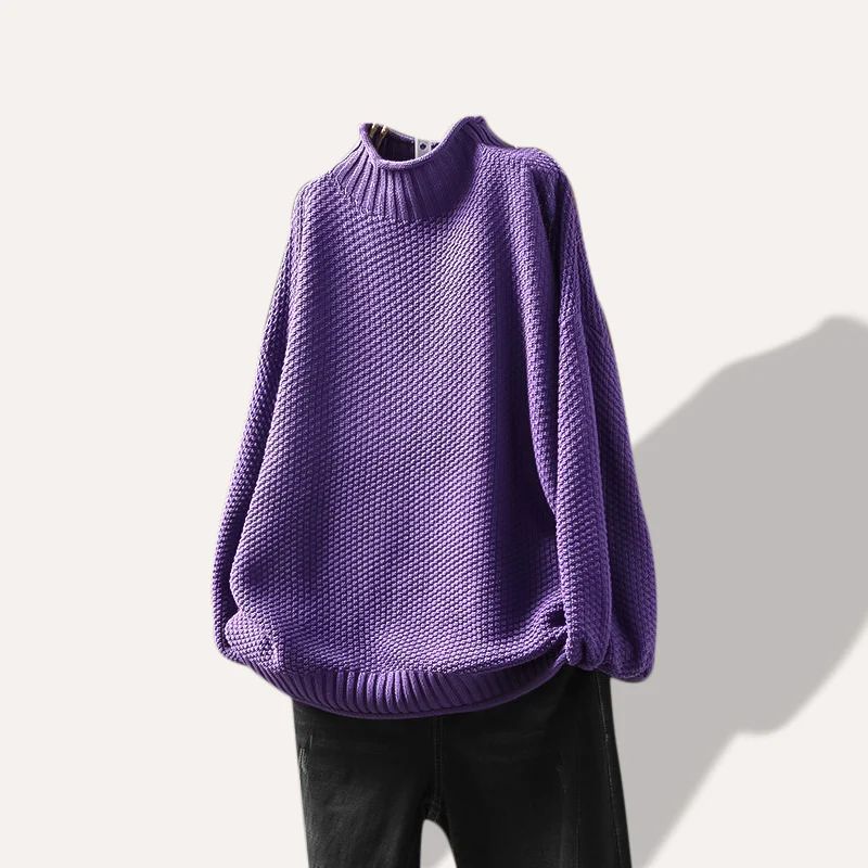 Versatile women's crewneck pullover sweater for stylish casual wear in fall & winter.