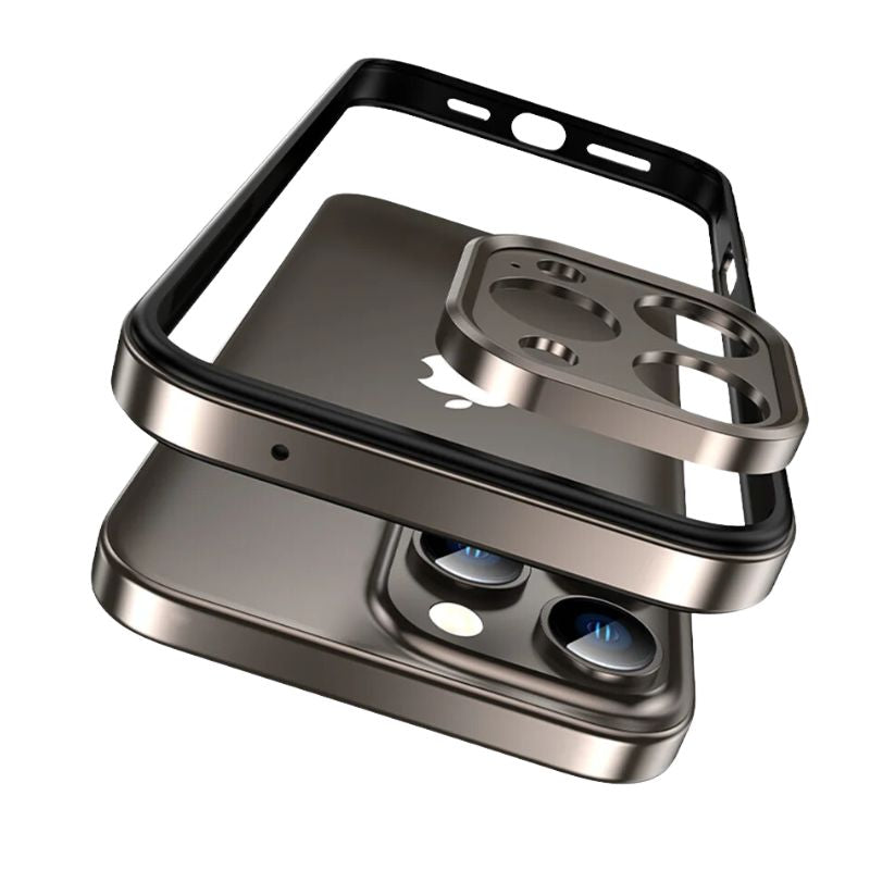 Sleek unisex aluminum iPhone case, offering durable phone protection for iPhone 13, 14, 15, 16 models.