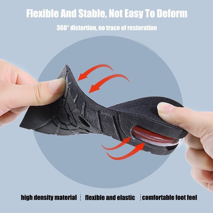 Essential footwear accessory: unisex height increase shoe insoles. Adjustable for all shoe types.