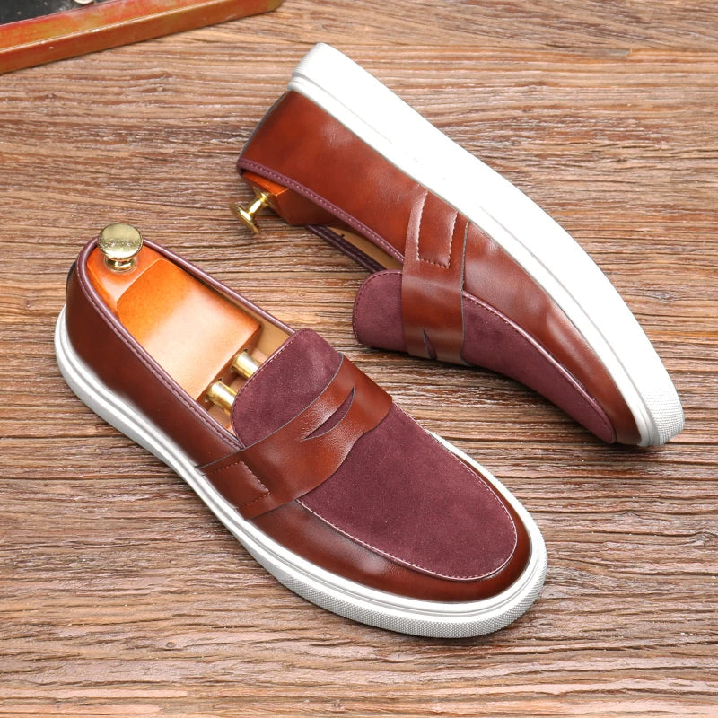 Side view of Men's Kensington slip-on loafers. Elegant mens footwear, ideal for dress shoes or casual style.
